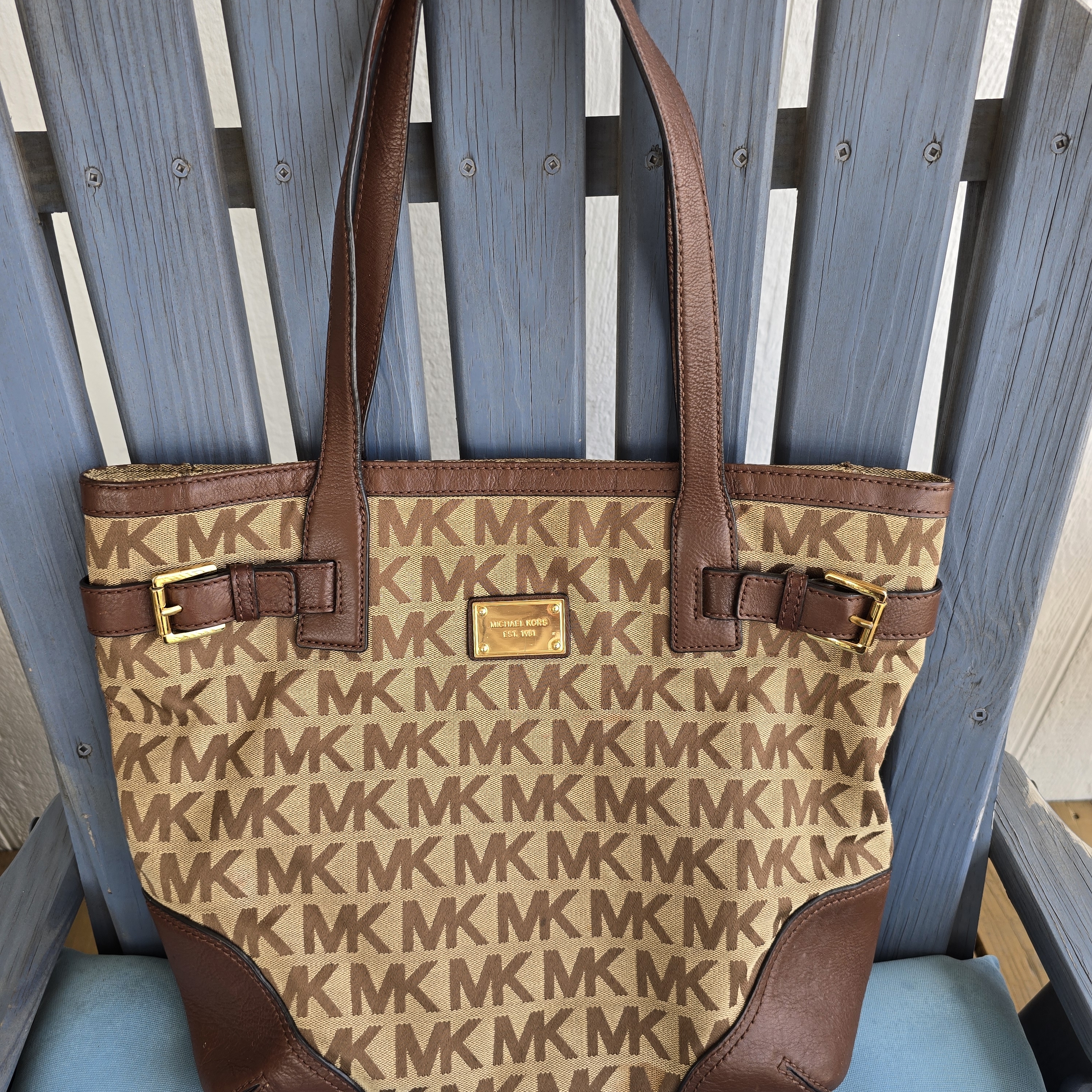 Michael Kors Tan And Brown Signature Tote